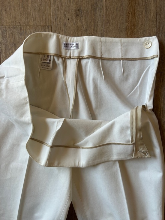 Brunello Cucinelli stretch-cotton white capri trousers size US 10 made in Italy - Picture 11 of 16